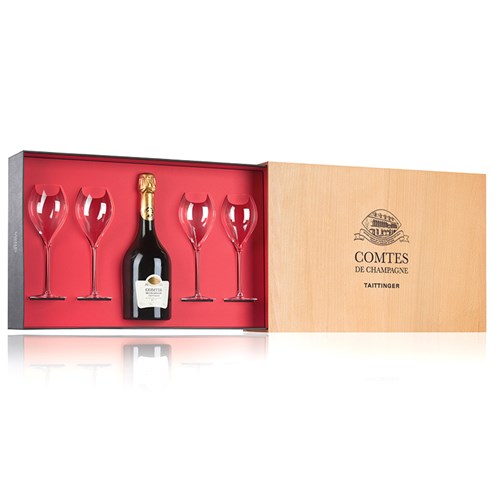 Taittinger Comtes de Champagne Blanc de Blanc 2007 And 4 Flutes Gift Box